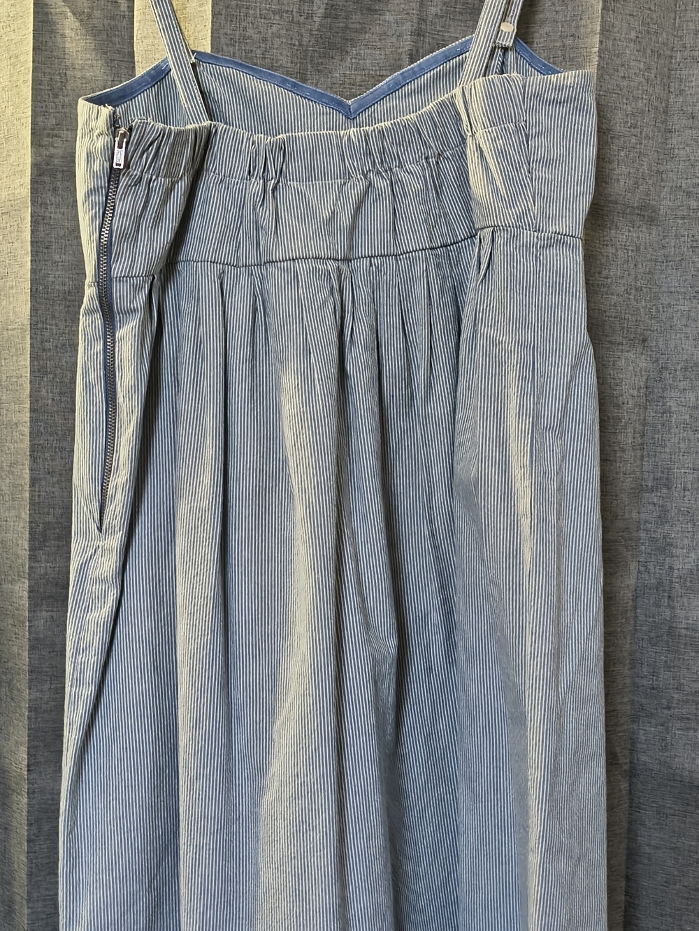 Tommy Hilfiger Women's Blue-White Pinstripe Adjustable - Strapless Summer Dress - Picture 2 of 2